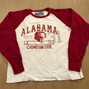 Alabama University Crimson Tide Long Sleeve White Red Large Thermal T Shirt